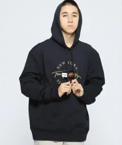 Tommy Hilfiger パーカー ネイビー 刺繍ロゴ XLのサムネイル