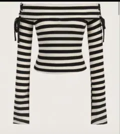 SHEIN ストライプ オフショルダー 長袖 Tシャツ