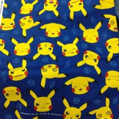 ポケモン ピカチュウ プリント生地 ブルー　オックス　50