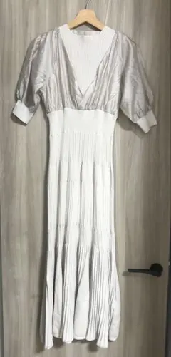 美品✨MERCURYDUO異素材ドッキングフレアニットロングワンピース