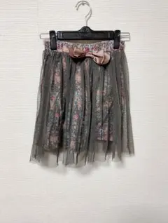 マザウェイズ 花柄チュールスカート 140 リボン ミニスカート 女の子　グレーのサムネイル