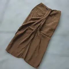 b4208 ZARA ロングスカート ブラウン【M】大胆スリット