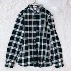 ジーユー フランネルシャツ チェック 長袖（L）コットン100 モノトーン 秋冬