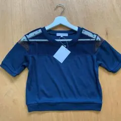 新品マーキュリーデュオ　チュールニットトップス　ネイビーF