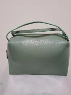 【新品】グリーン系 レザー ハンドバッグ　ストラップ付き