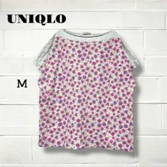 ユニクロUT/Tシャツ/バラ/ピンク系/コットン100%/M/フレンチスリーブ