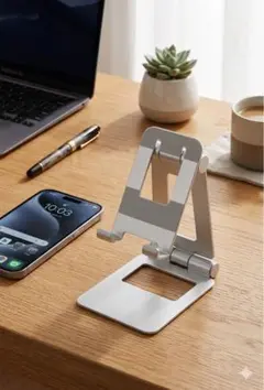 【美品】アルミ合金製 タブレット・スマホスタンド 折りたたみ式 角度調整可能