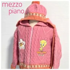 希少　メゾピアノ Tweety ニットパーカー ピンク トゥイーティー