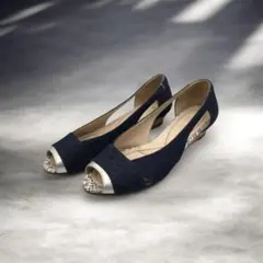 DIANA ダイアナ レディース パンプス 23.5cm ネイビー デニム地