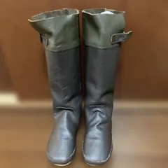 茶色カーキロングブーツ本革