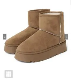 【グレイル】厚底アウトシームムートンショートブーツ[zr1090] キャメル