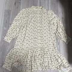 bzr 花柄フレアワンピース 長袖 アイボリー