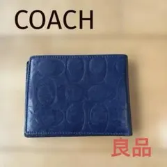 COACH 二つ折り財布 ブラック シグネチャー - メルカリ