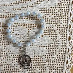 ハート型ビーズ　可愛い　ハンドストラップ　水色　キーホルダー