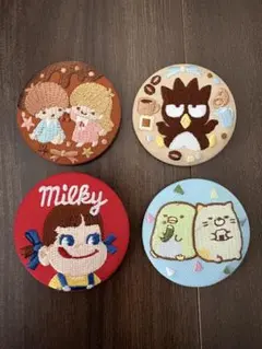 刺繍バッジ　サンリオバツマルミルキーキキララすみっコぐらし4個まとめ売りセット