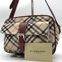 バーバリーブルーレーベル ショルダーバッグ ノバチェック キャンバス レザー