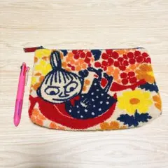 ムーミン リトルミイ ポーチ 花柄 刺繍 バッグ クラッチバッグ 赤 オレンジ