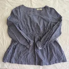 Nîmes ニーム ギンガムチェックブラウス シャツ ペプラム