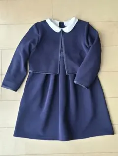 ネイビー 襟付き Aラインドレス