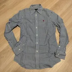 【美品】RALPH LAUREN ストライプシャツ 長袖　ブルー