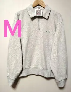 新品 ユニクロ POP MART ハーフジップスウェットシャツ グレー Ｍ