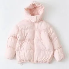 OLIVE des OLIVE リボンエコダウンミドル丈ブルゾン ピンク