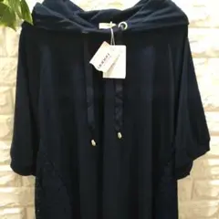 新品 ３Ｌ サイド レース で可愛い！ フード付き ワンピース 大きいサイズ