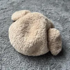ベージュのウサギ耳フリース帽子
