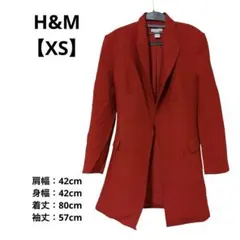 H&M 赤 テーラードジャケット 【EUR 34 / US XS】 細見え