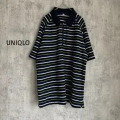 『UNIQLO』ユニクロ(XL)マルチボーダーポロシャツ/パイル生地