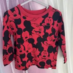 ミッキーマウス 長袖カットソー 赤