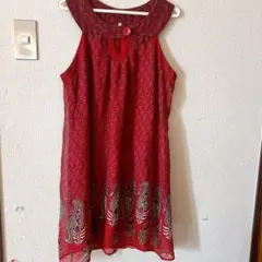赤いノースリーブワンピース S/M