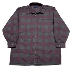 ウールシャツ ボートシャツ ネルシャツ ブロックチェック 80s 90s M