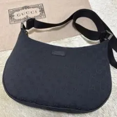 674✨極美品✨GUCCI グッチ ショルダーバッグ GGキャンバス×レザー 黒