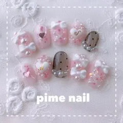 リボンいっぱい編み上げリボンシースルーネイル