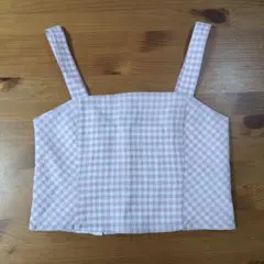 未使用　GU ビスチェ　チェック　 ピンク　XS