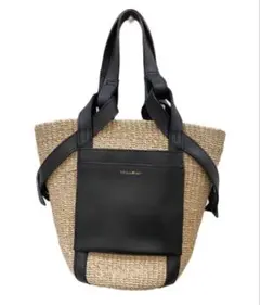 【美品】ヴィオラドーロ トートバッグ アバカ レザー　かご　レザー　麦わら　編み