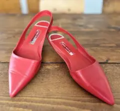 【みぃ様専用】ZARAポインテッドトゥ バックストラップサンダル37赤 23.5