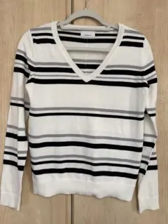 EGOIST ストライプ Vネック 長袖セーター