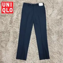 【新品】ユニクロ ストレッチウールスリムフィットパンツ＋ ネイビー W76cm