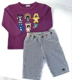 【美品】★ミキハウスダブルビー★長袖Tシャツ&長ズボンセット★100