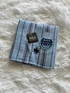 未使用 POLO タオルハンカチ メンズ ライトブルー ストライプのサムネイル
