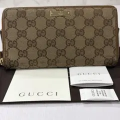 超良品‼️ グッチ　GUCCI 財布　長財布　GGキャンバス　ラウンドファスナー