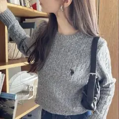 U.S. POLO ASSN. グレー ケーブルニット