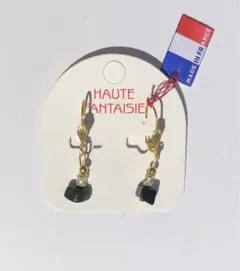 フランス製★ピアス★ブラック★ゴールド★シンプル★ヴィンテージ風★アジアン風★