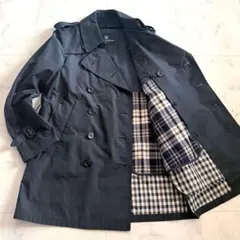 アクアスキュータム★トレンチコート カシミヤウールライナー付き クラブチェック黒