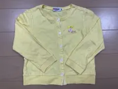 mikihouse カーディガン イエロー ワンポイント 綿100 美品