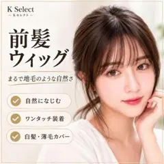 前髪ウィッグ シースルーバング つむじ付 自然 ダークブラウン 白髪隠し かつら