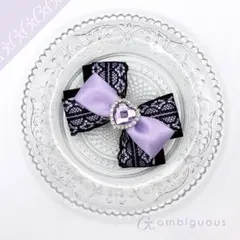 115 ペンライトリボン キンブレリボン⋈バイオレット×ブラック×レース 薄紫