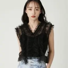 Fray.id ラッフルチュールノースリブラウス